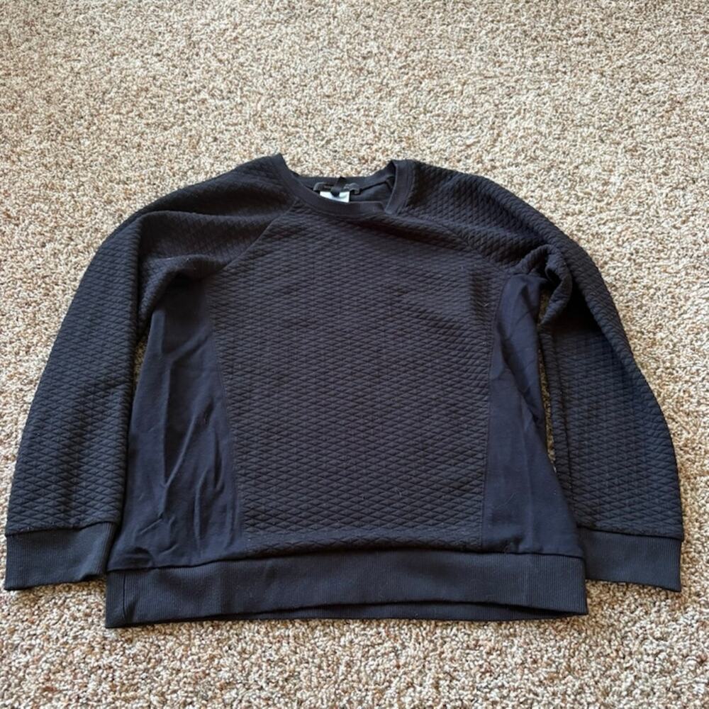 BCBGMaxazria Quited Sweatshirt Diamond Stitch Black Womens XS